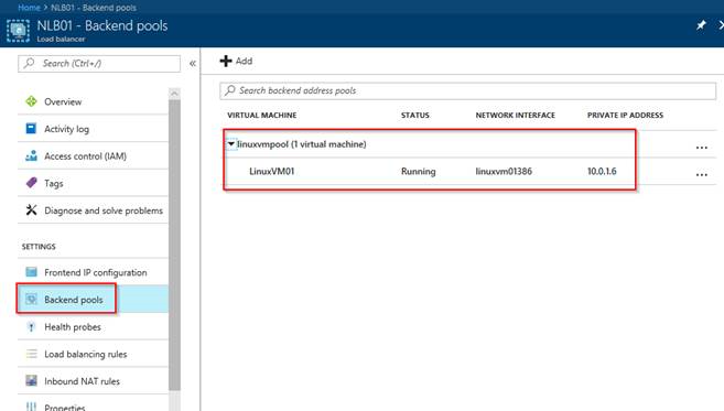 NLB Backend pools config