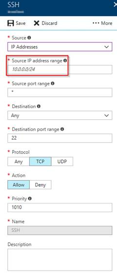 Filtering RDP/SSH port using NSG