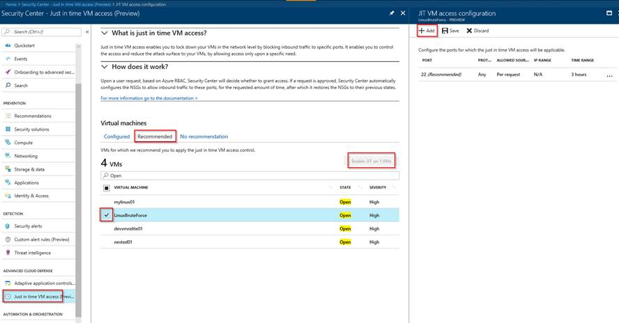 Security Center JIT adding VMs